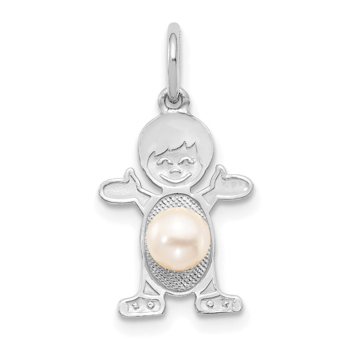 14K White Gold Boy 4mm FW Cultured Pearl-June-XCK45