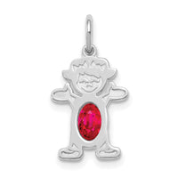 14K White Gold Girl 6x4 Oval Genuine Ruby-July-XCK46