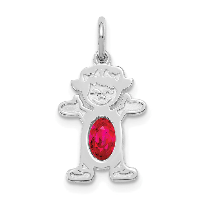 14K White Gold Girl 6x4 Oval Genuine Ruby-July-XCK46
