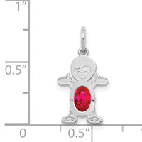 14K White Gold Boy 6x4 Oval Genuine Ruby-July-XCK47