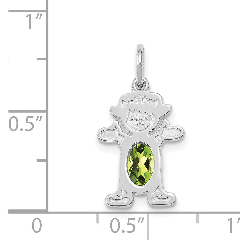 14K White Gold Girl 6x4 Oval Genuine Peridot-August-XCK48
