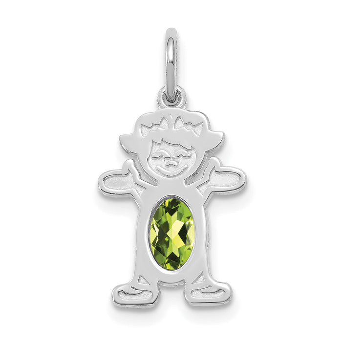 14K White Gold Girl 6x4 Oval Genuine Peridot-August-XCK48
