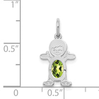 14K White Gold Boy 6x4 Oval Genuine Peridot-August-XCK49
