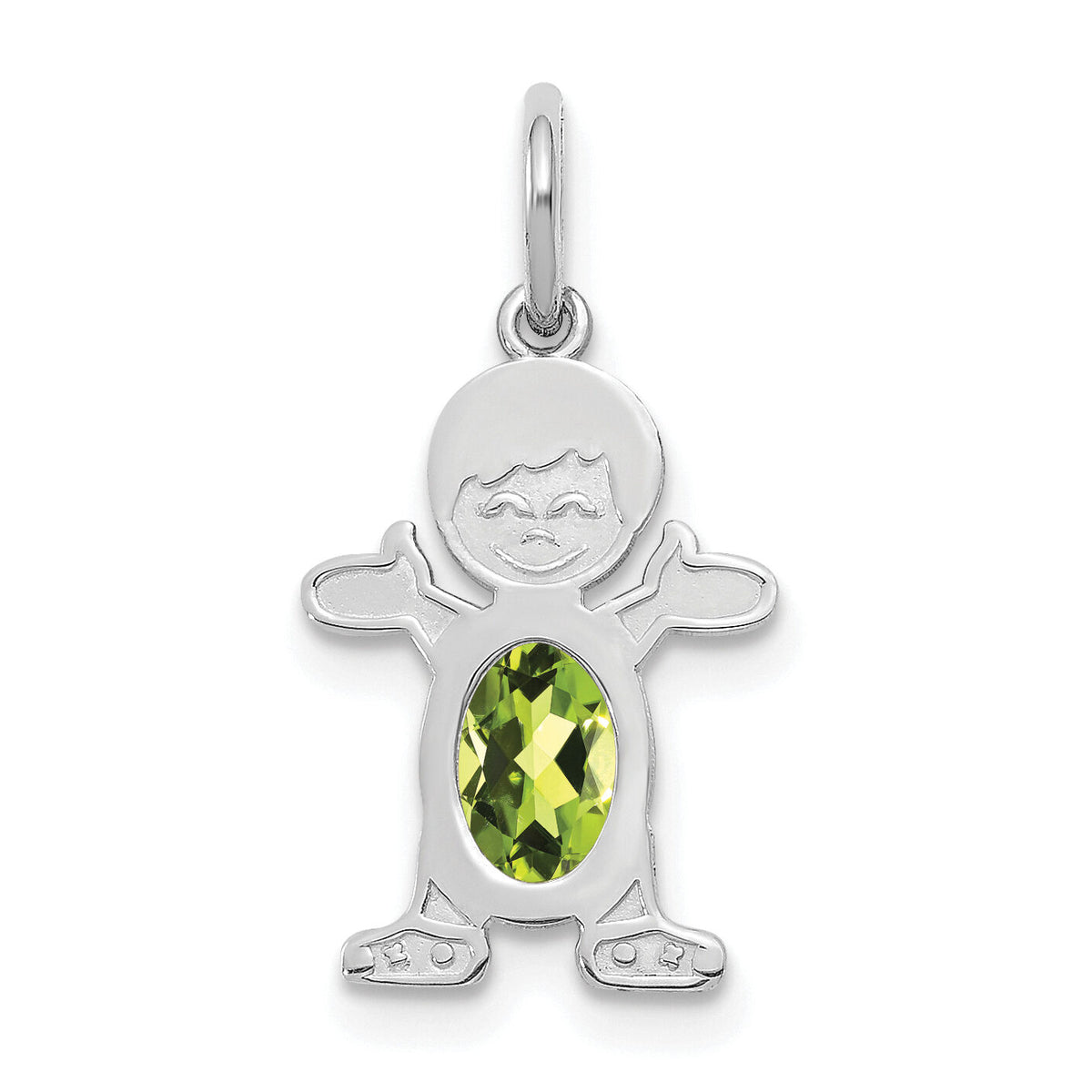 14K White Gold Boy 6x4 Oval Genuine Peridot-August-XCK49