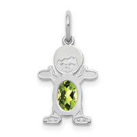 14K White Gold Boy 6x4 Oval Genuine Peridot-August-XCK49