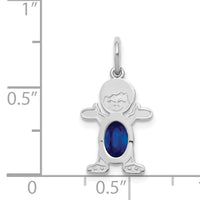 14K White Gold Boy 6x4 Oval Genuine Sapphire-September-XCK51