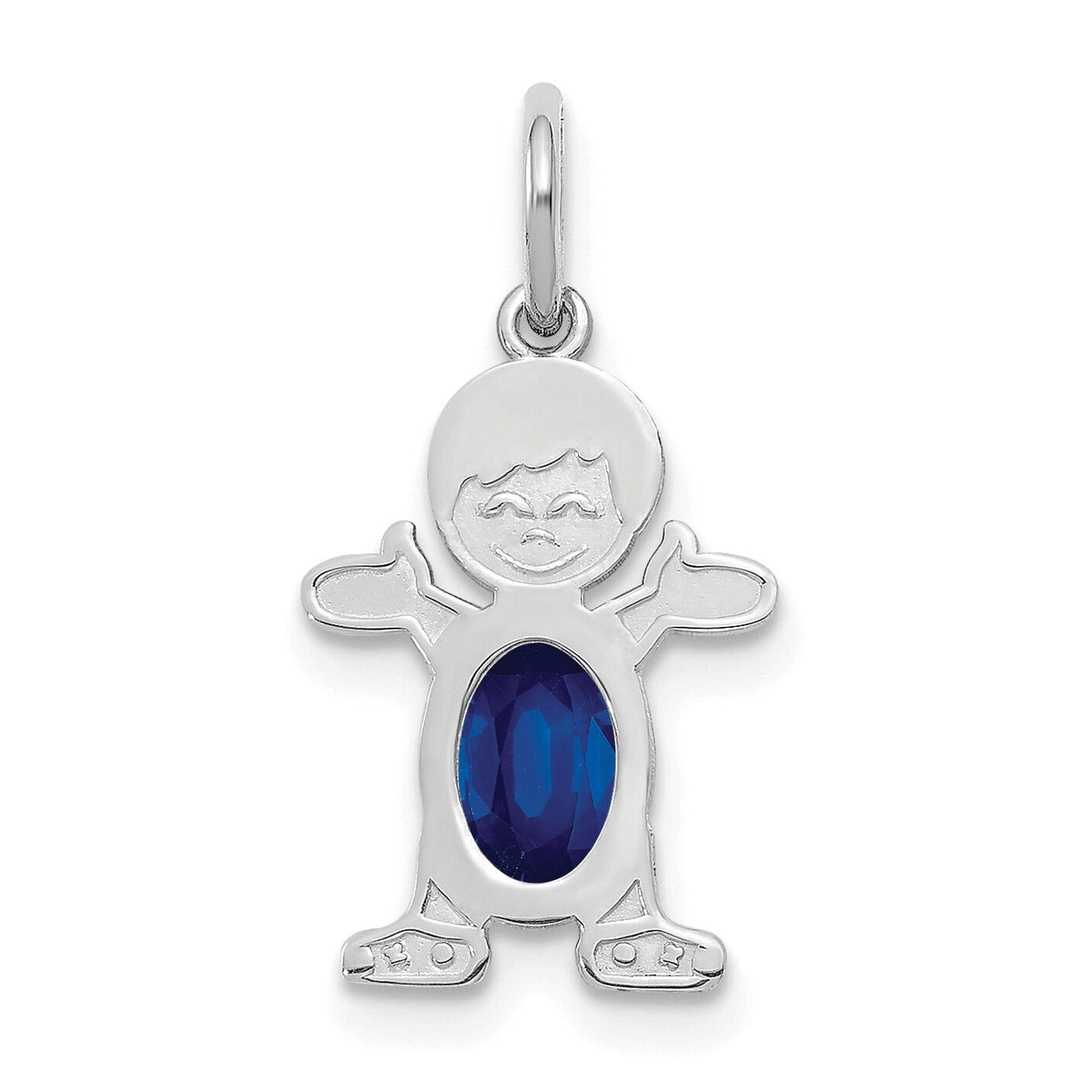 14K White Gold Boy 6x4 Oval Genuine Sapphire-September-XCK51