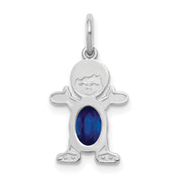 14K White Gold Boy 6x4 Oval Genuine Sapphire-September-XCK51