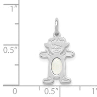 14K White Gold Girl 6x4 Oval Genuine Opal-October-XCK52