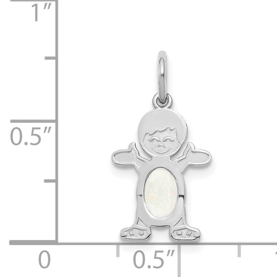 14K White Gold Boy 6x4 Oval Genuine Opal-October-XCK53
