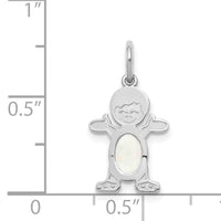 14K White Gold Boy 6x4 Oval Genuine Opal-October-XCK53