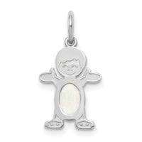 14K White Gold Boy 6x4 Oval Genuine Opal-October-XCK53