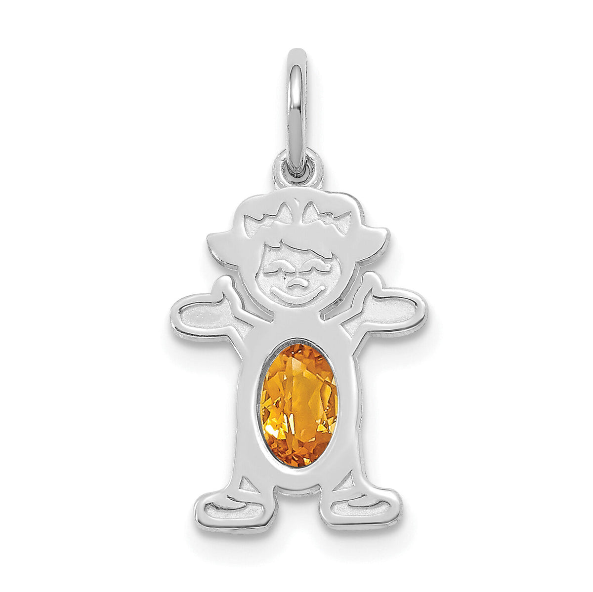 14K White Gold Girl 6x4 Oval Genuine Citrine-November-XCK54