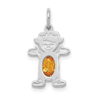 14K White Gold Girl 6x4 Oval Genuine Citrine-November-XCK54