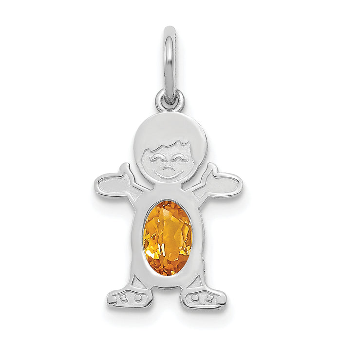 14K White Gold Boy 6x4 Oval Genuine Citrine-November-XCK55
