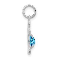 14K White Gold Girl 6x4 Oval Genuine Blue Topaz-December-XCK56