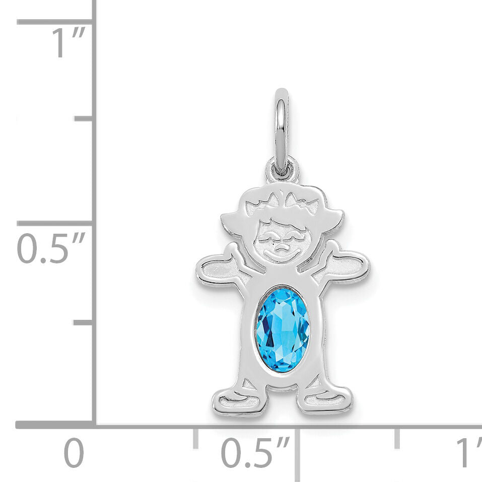 14K White Gold Girl 6x4 Oval Genuine Blue Topaz-December-XCK56