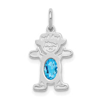 14K White Gold Girl 6x4 Oval Genuine Blue Topaz-December-XCK56