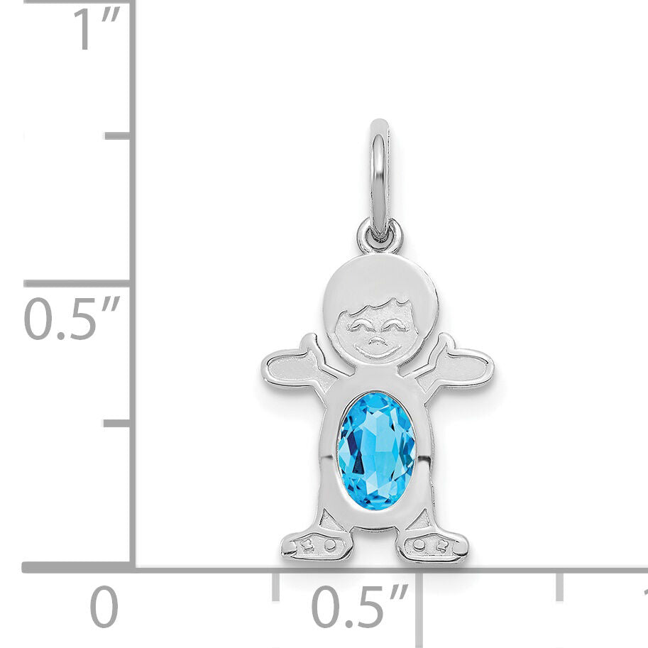 14K White Gold Boy 6x4 Oval Genuine Blue Topaz-December-XCK57