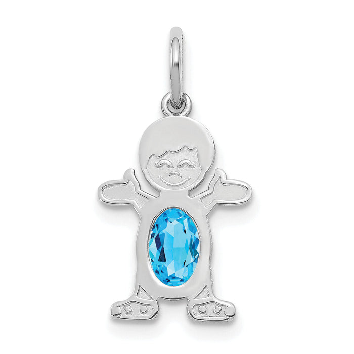 14K White Gold Boy 6x4 Oval Genuine Blue Topaz-December-XCK57