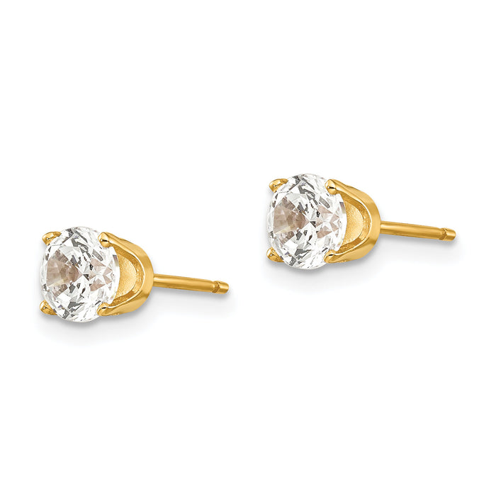14k 5mm CZ stud earrings-XD10CZ