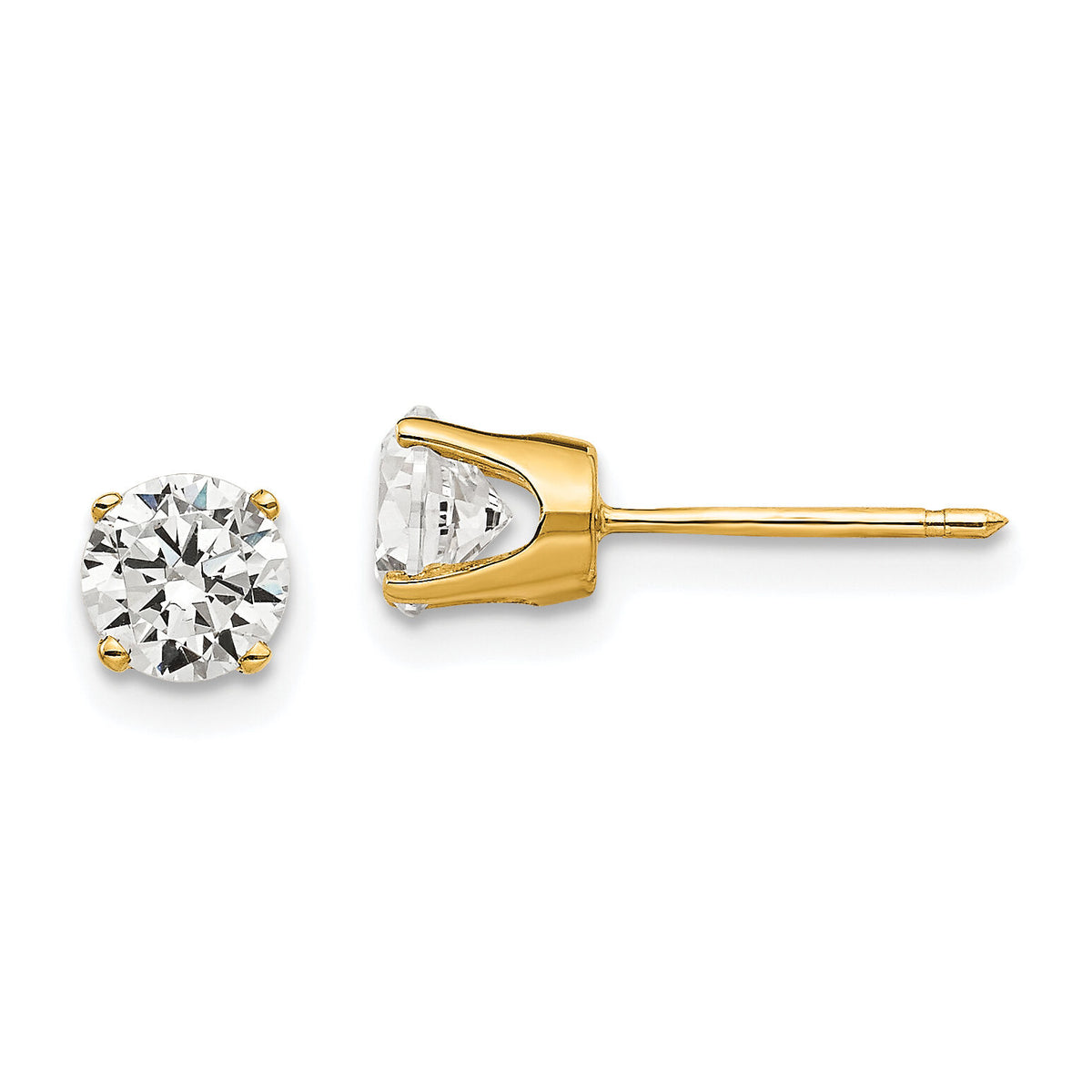 14k 5mm CZ stud earrings-XD10CZ