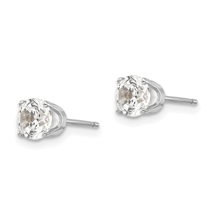 14k White Gold 5mm CZ stud earrings-XD10WCZ