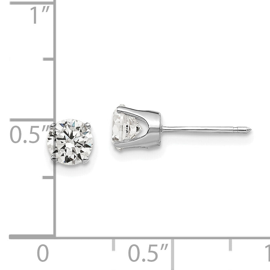 14k White Gold 5mm CZ stud earrings-XD10WCZ
