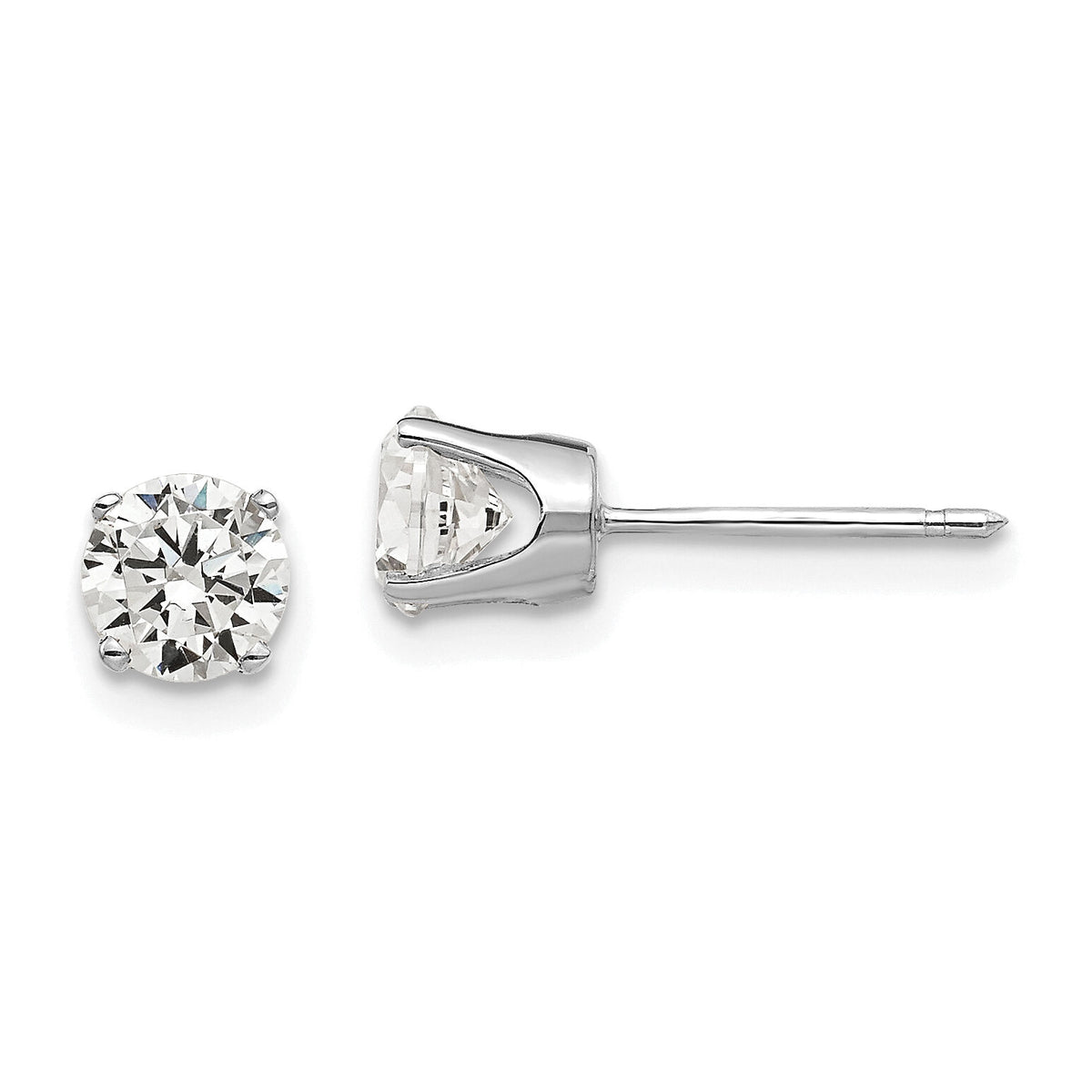 14k White Gold 5mm CZ stud earrings-XD10WCZ