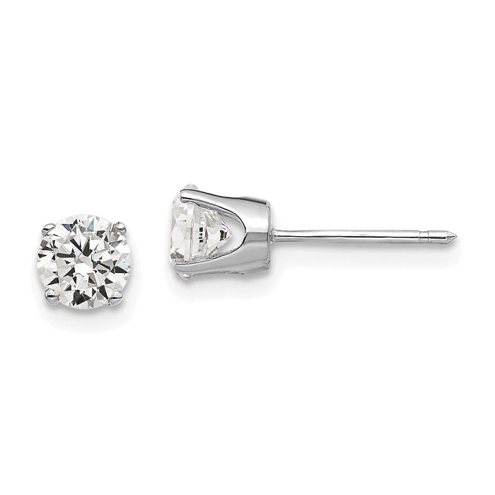14k White Gold 5mm CZ stud earrings-XD10WCZ