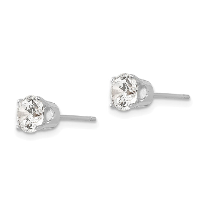 14k White Gold 5.5mm CZ stud earrings-XD11WCZ