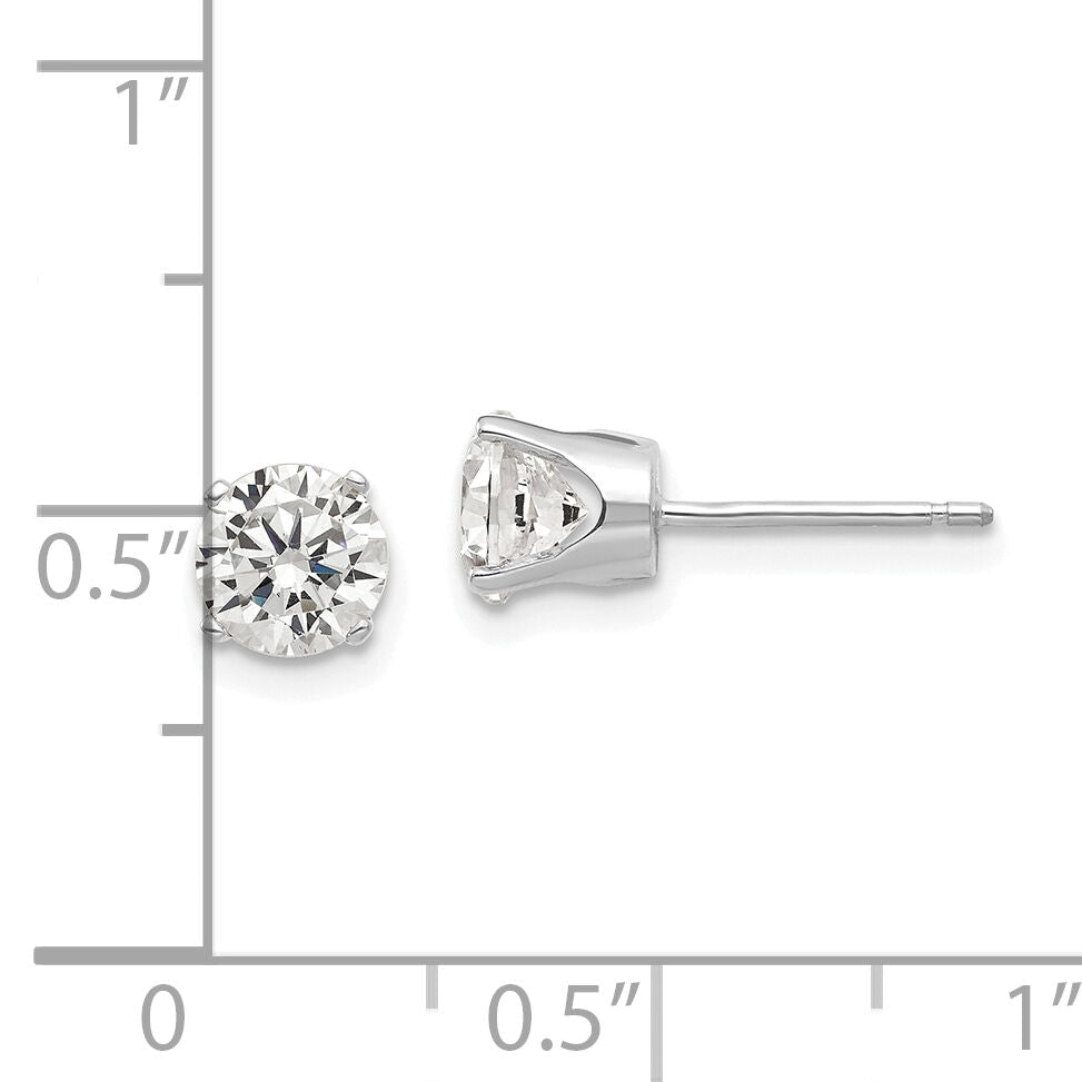 14k White Gold 5.5mm CZ stud earrings-XD11WCZ