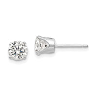 14k White Gold 5.5mm CZ stud earrings-XD11WCZ