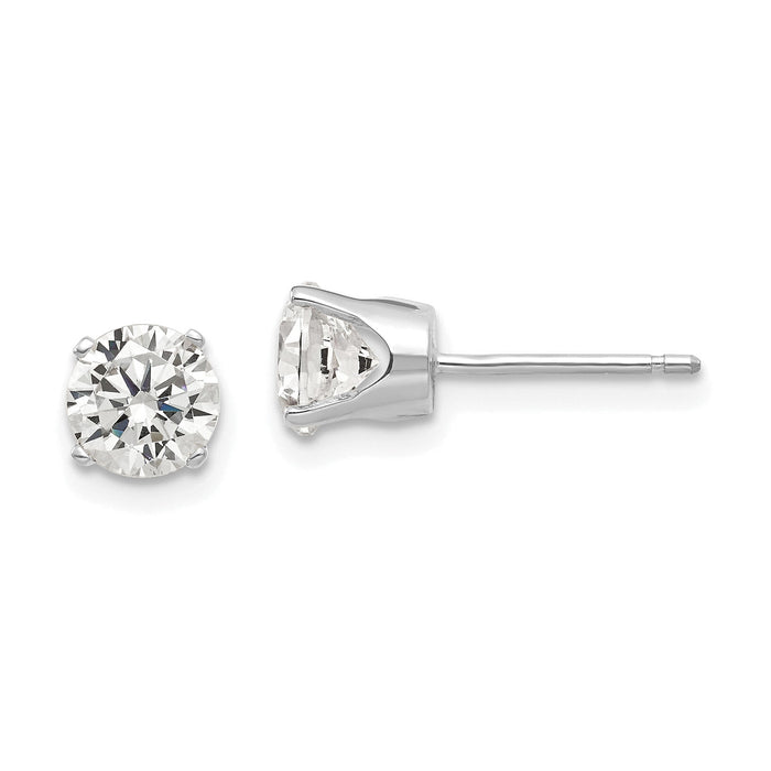 14k White Gold 5.5mm CZ stud earrings-XD11WCZ