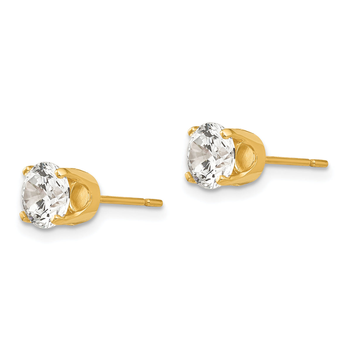 14k 5.75mm CZ stud earrings-XD12CZ