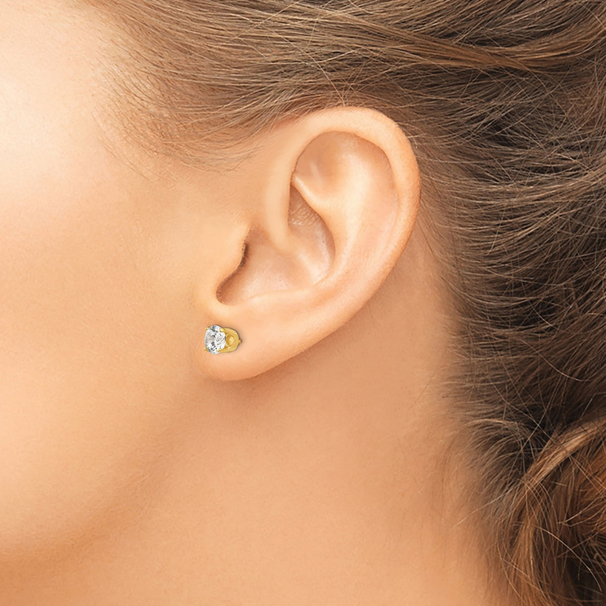 14k 5.75mm CZ stud earrings-XD12CZ