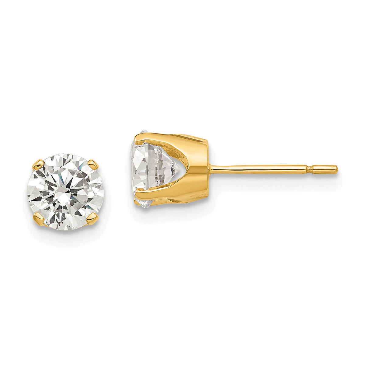 14k 5.75mm CZ stud earrings-XD12CZ