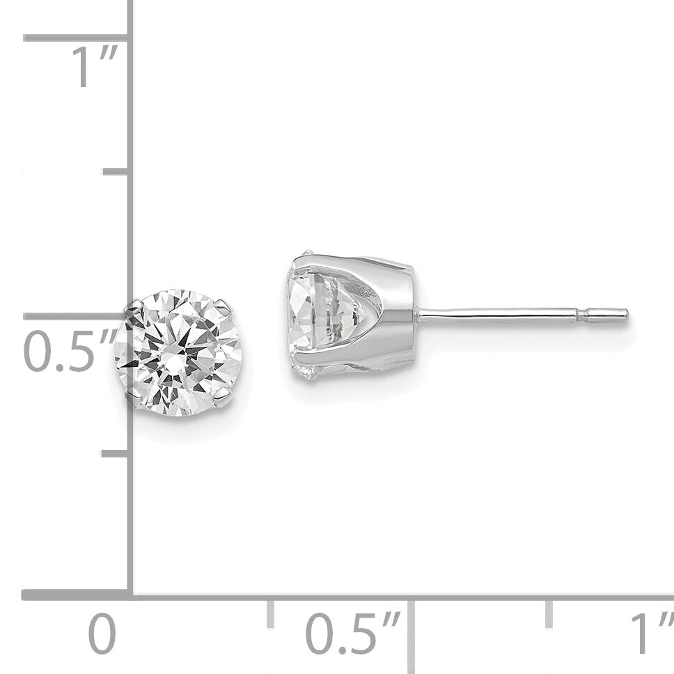 14k White Gold 5.75mm CZ stud earrings-XD12WCZ