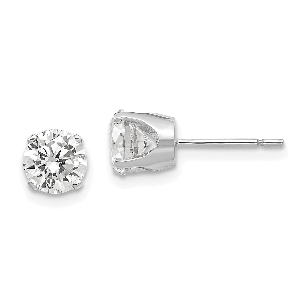 14k White Gold 5.75mm CZ stud earrings-XD12WCZ