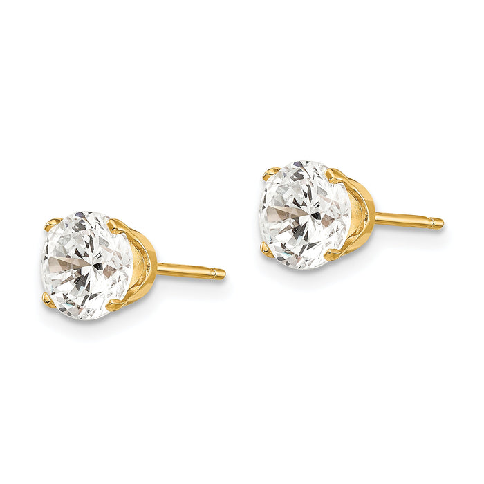 14k 6.5mm CZ stud earrings-XD13CZ