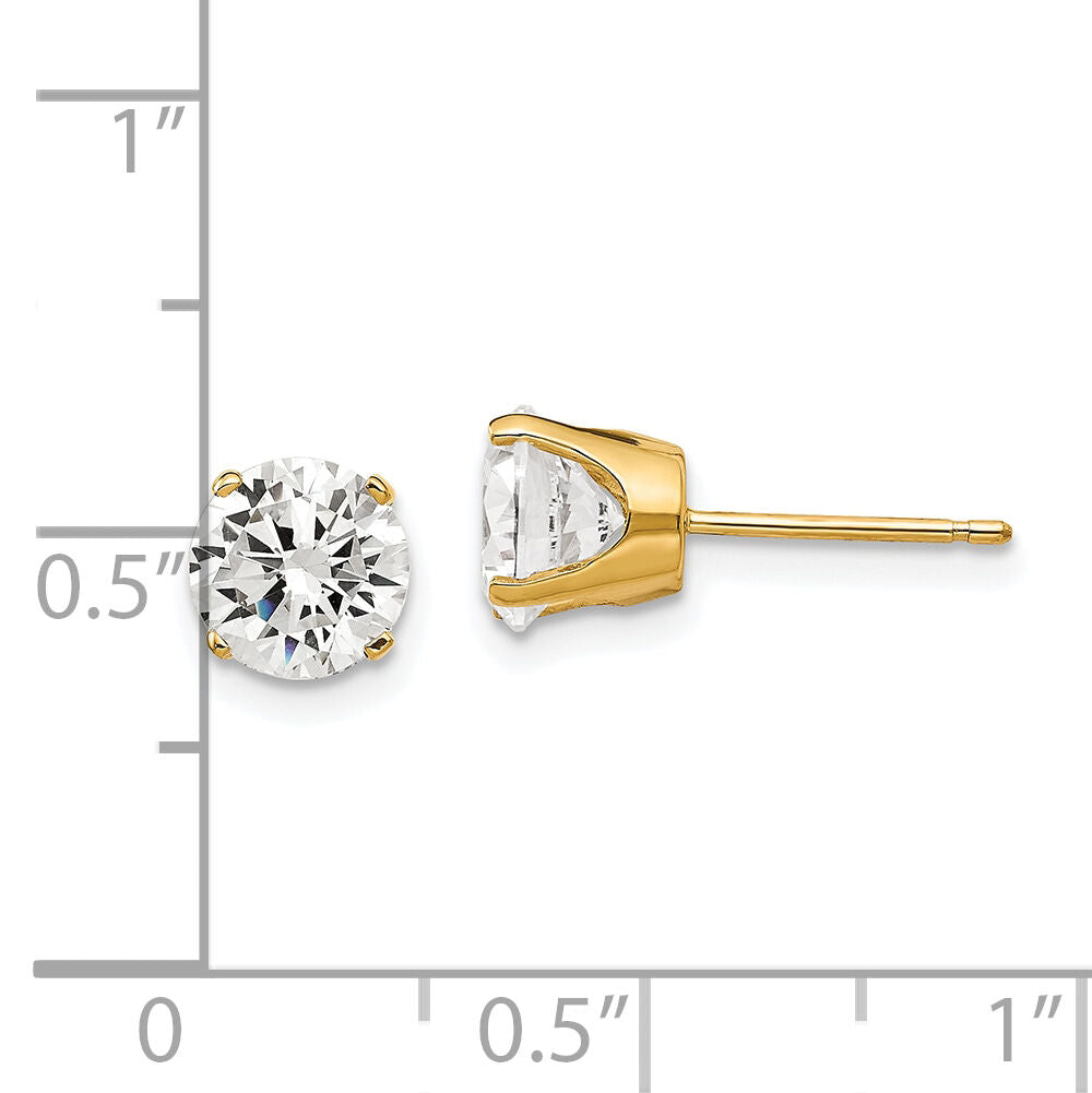 14k 6.5mm CZ stud earrings-XD13CZ