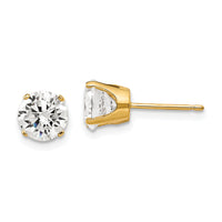 14k 6.5mm CZ stud earrings-XD13CZ