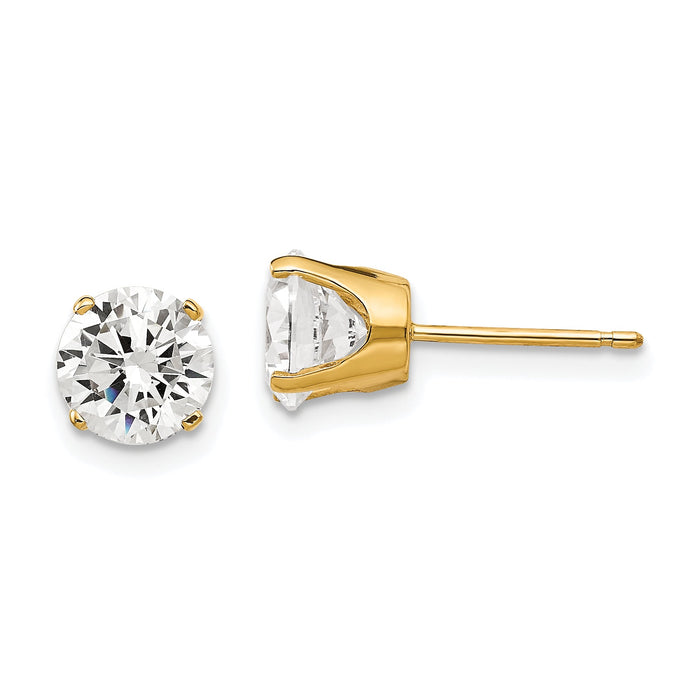 14k 6.5mm CZ stud earrings-XD13CZ