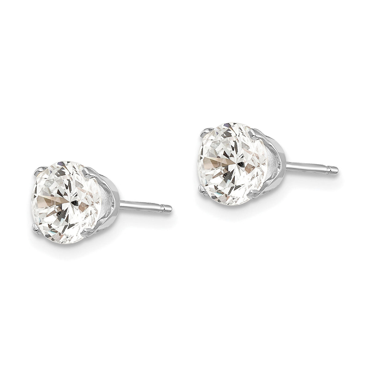 14k White Gold 6.5mm CZ stud earrings-XD13WCZ