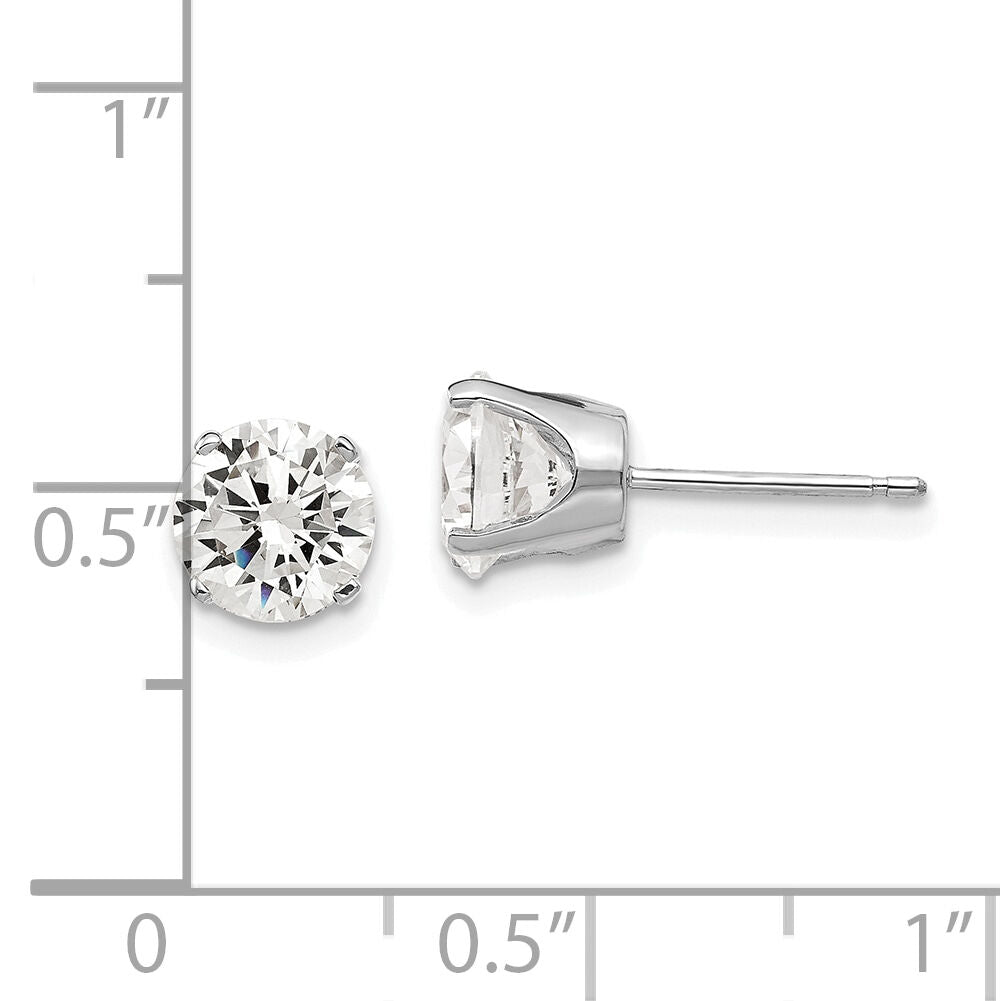 14k White Gold 6.5mm CZ stud earrings-XD13WCZ