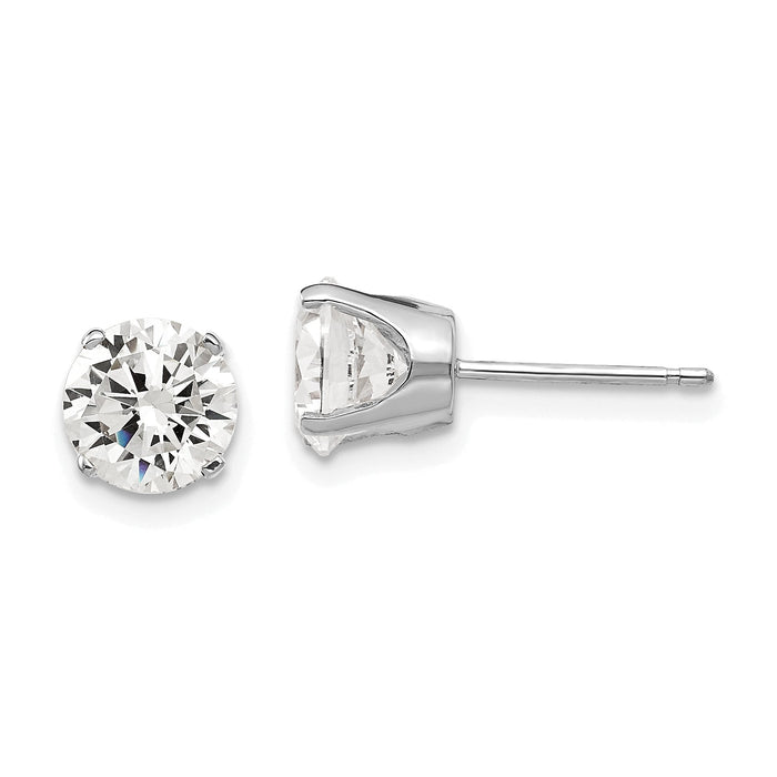 14k White Gold 6.5mm CZ stud earrings-XD13WCZ
