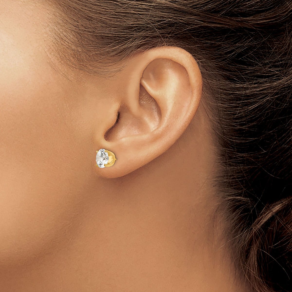 14k 8mm CZ stud earrings-XD14CZ