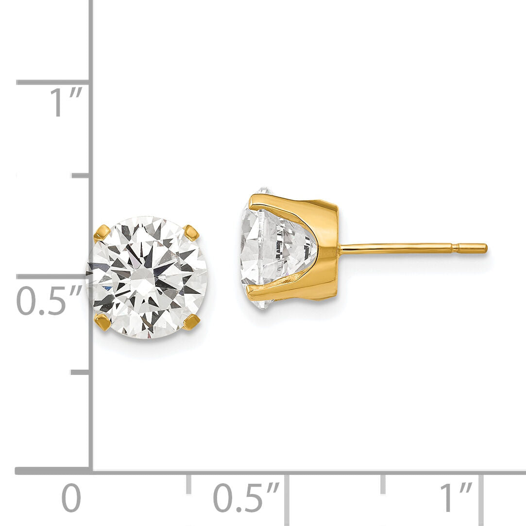 14k 8mm CZ stud earrings-XD14CZ
