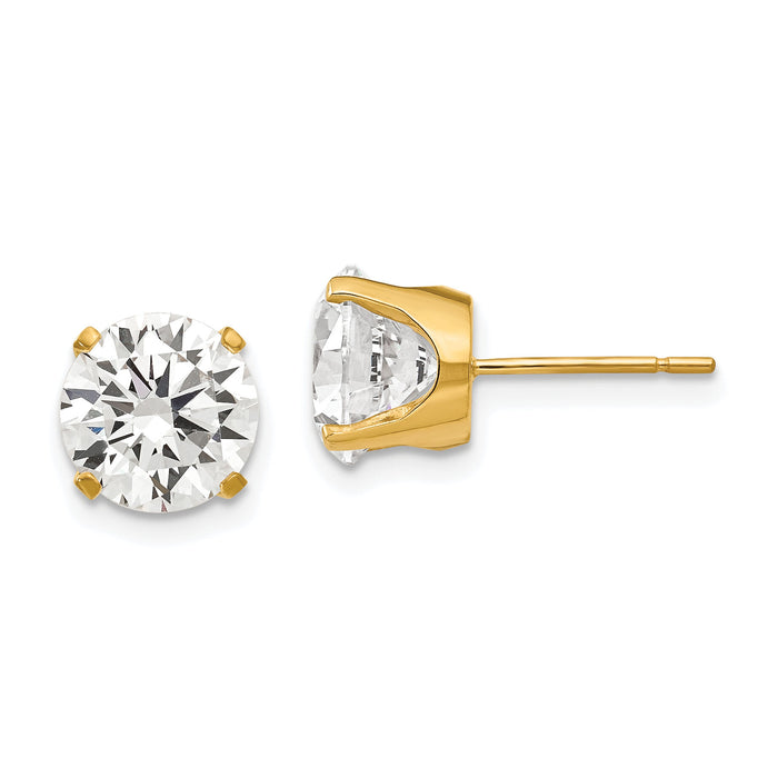 14k 8mm CZ stud earrings-XD14CZ