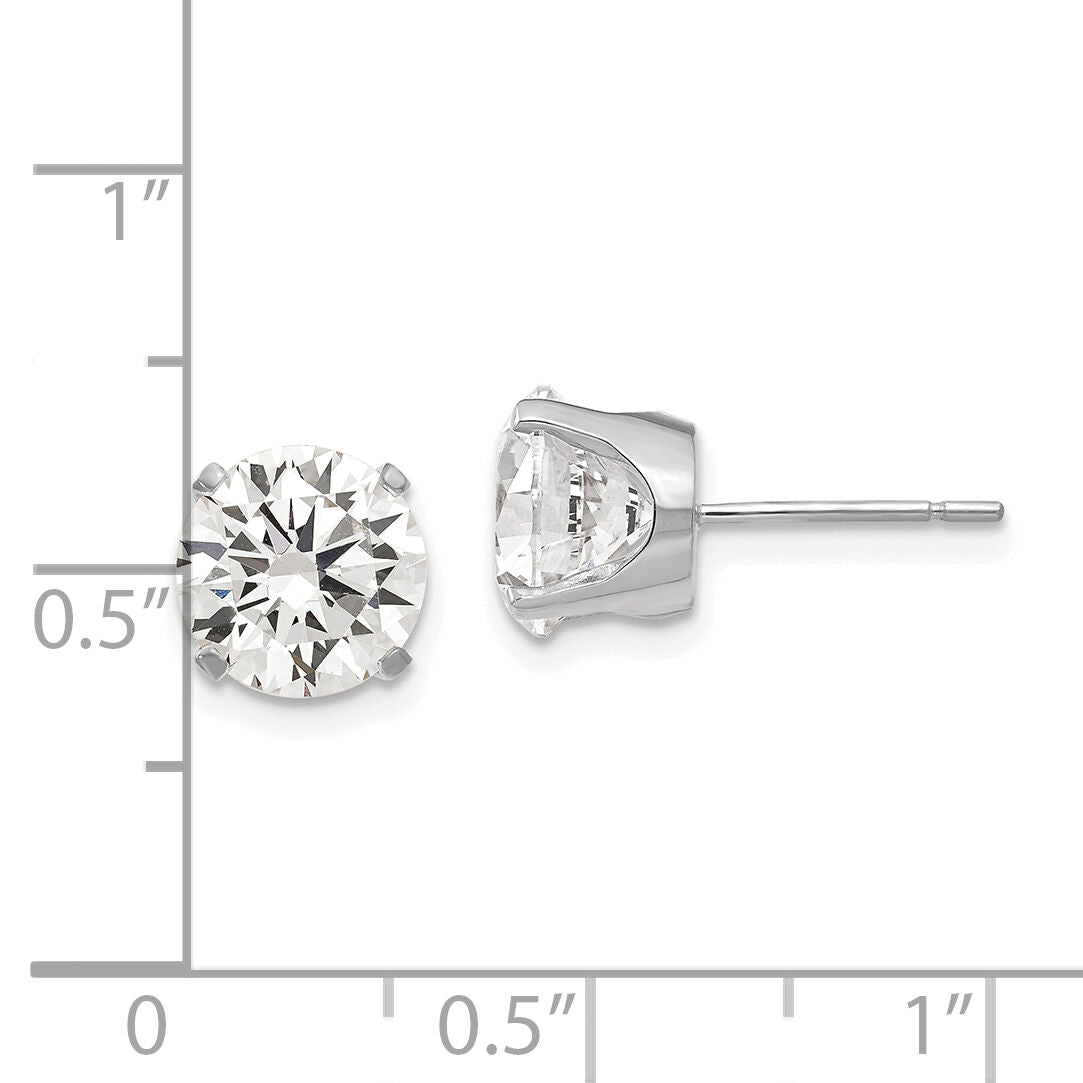 14k White Gold 8mm CZ stud earrings-XD14WCZ